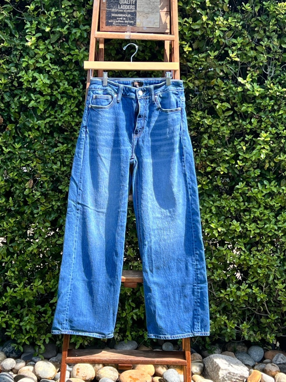 Quince Bella Stretch Relaxed Straight Jeans Atlantic Blue  Sz 28, $50 MSRP